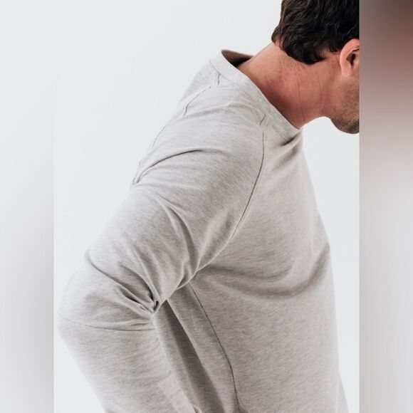 Truwear The Meridian Lifestyle Crewneck Men's Polo Shirt Long Sleeve Grey, Sz L - Picture 2 of 12